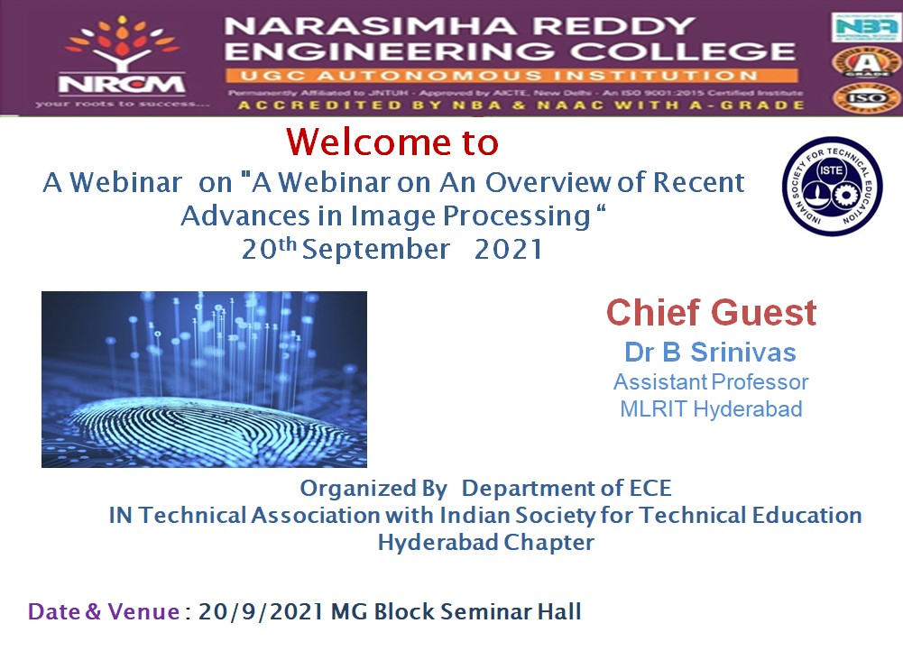 Webinar on “An Overview of Recent Advances in Image Processing”